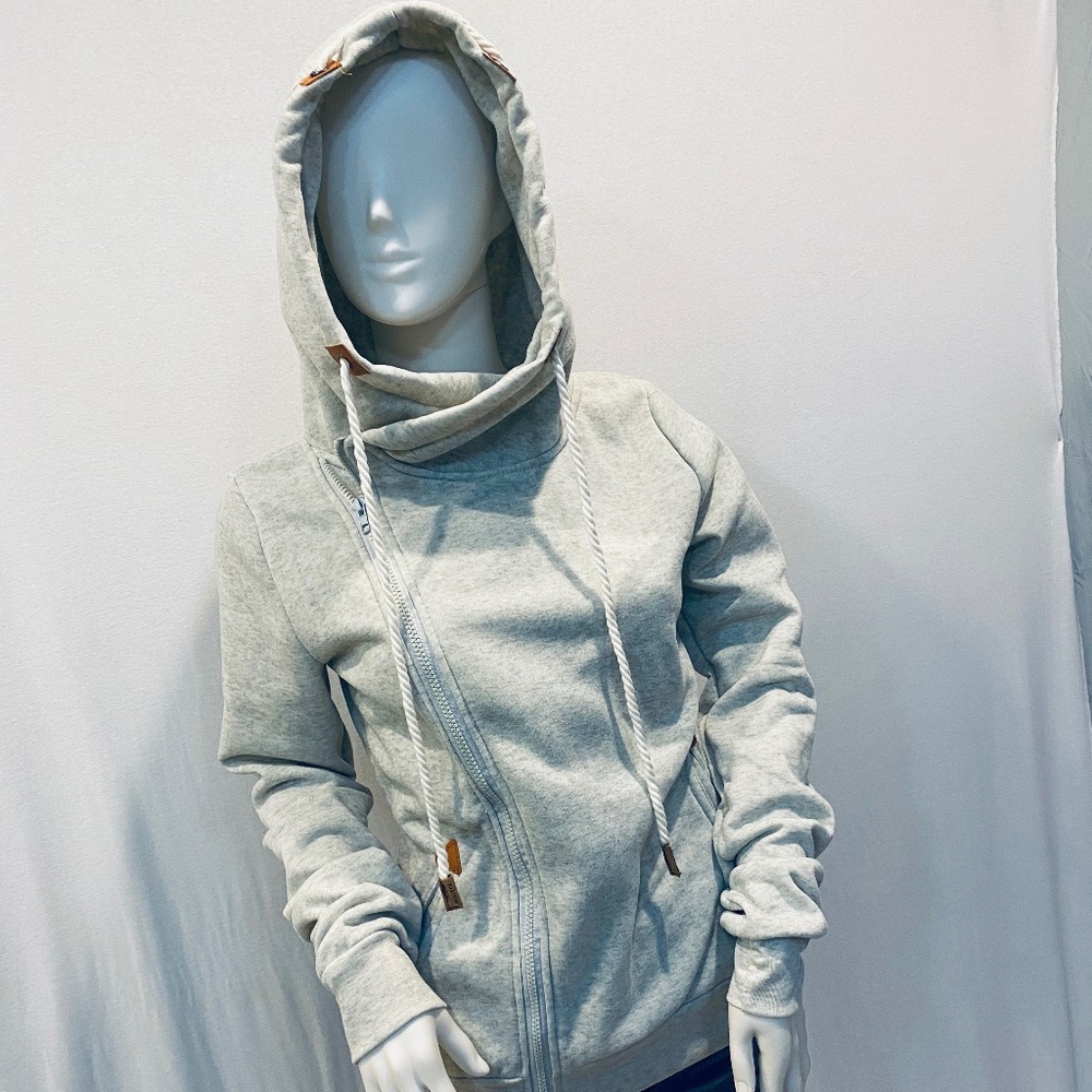 Zip-Up Jacket with Oversized Hood